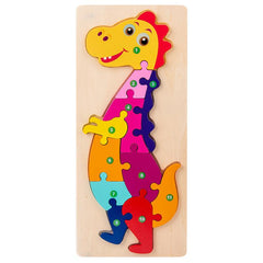 Wooden 3D Dinosaur Puzzle Board for Kids, Large Building Block Toy