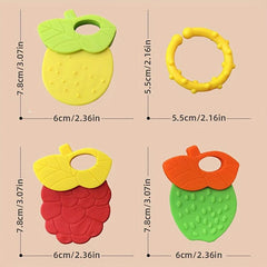 Baby Teething Toys Silicone Teether BPA Free Fruit Shape Set For Infant Boys