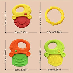 Baby Teething Toys Silicone Teether BPA Free Fruit Shape Set For Infant Boys
