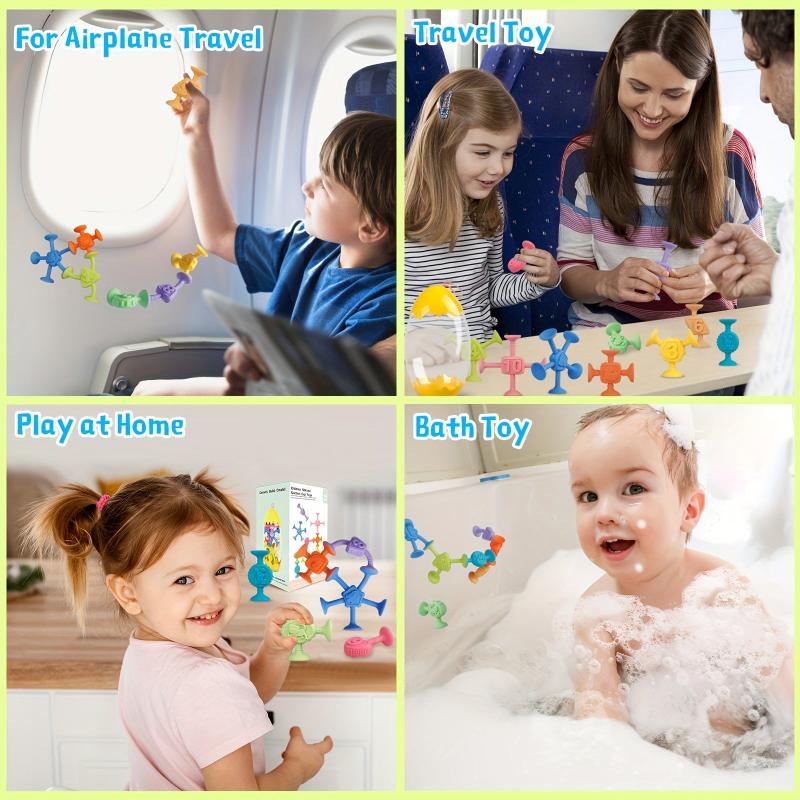 10pcs Suction Bath Toys for Toddlers Silicone Sucker Toys