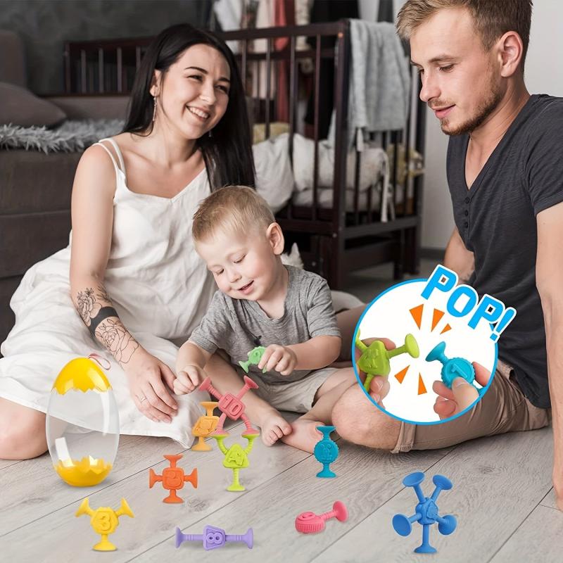 10pcs Suction Bath Toys for Toddlers Silicone Sucker Toys