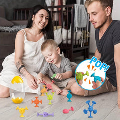 10pcs Suction Bath Toys for Toddlers Silicone Sucker Toys