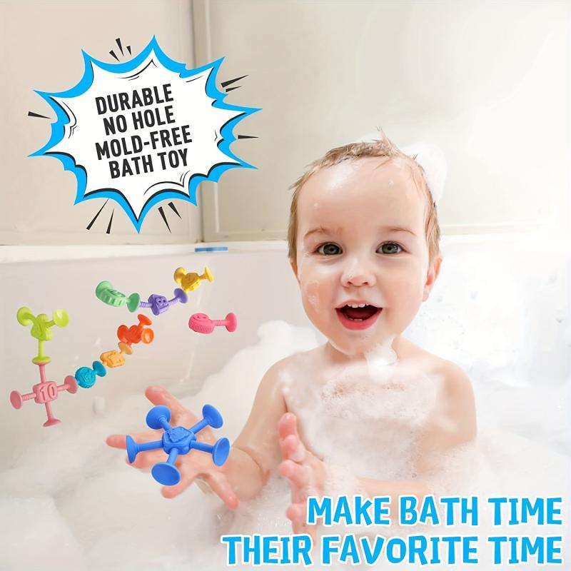 10pcs Suction Bath Toys for Toddlers Silicone Sucker Toys