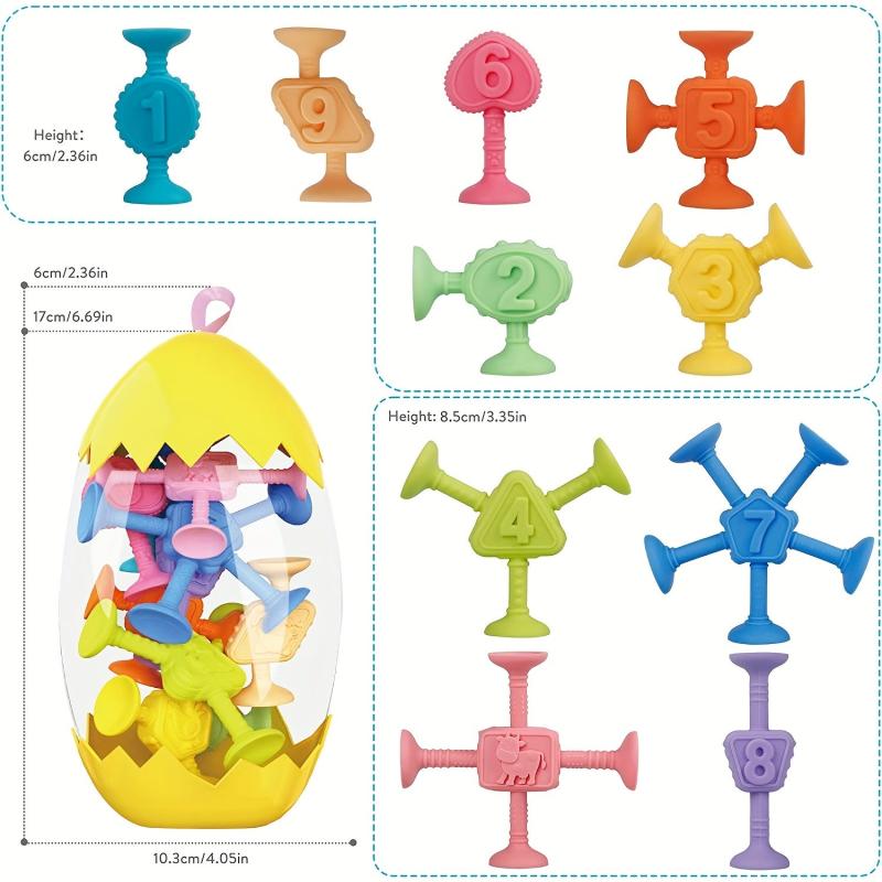 10pcs Suction Bath Toys for Toddlers Silicone Sucker Toys