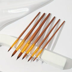 6pcs Brown Handle Round Nylon Brush Set for Painting
