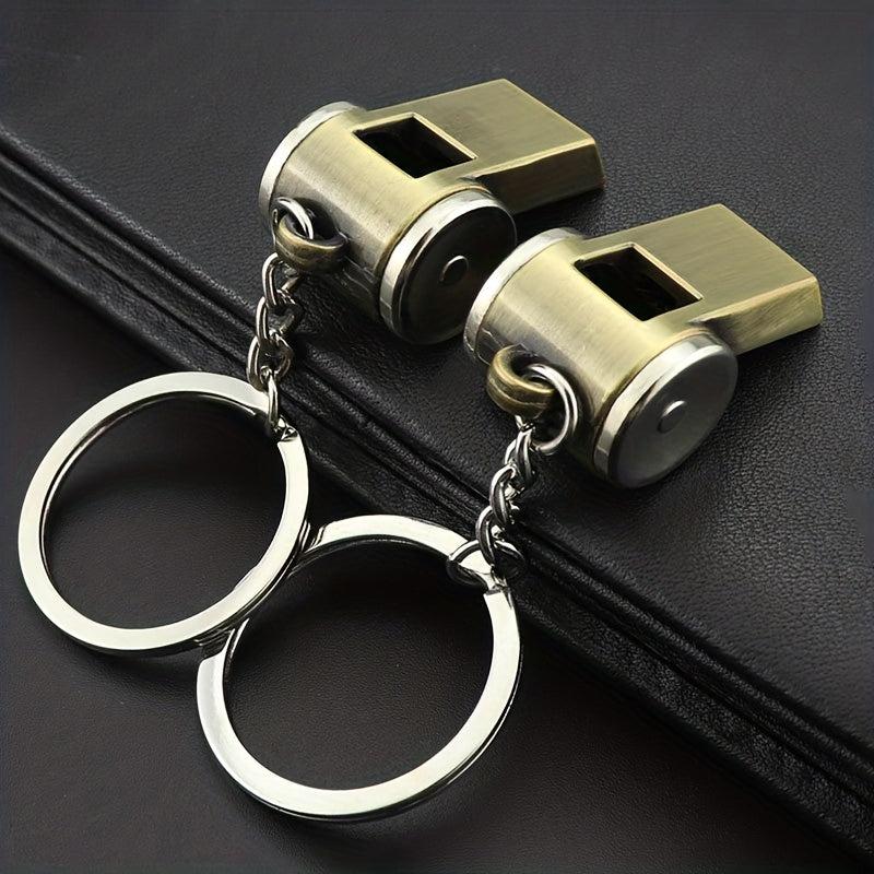 Creative Brushed Metal Whistle Key Chain Outdoor Life-saving Tool