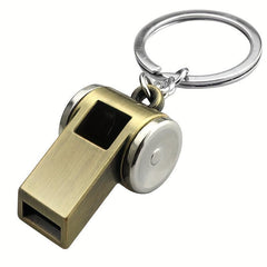 Creative Brushed Metal Whistle Key Chain Outdoor Life-saving Tool