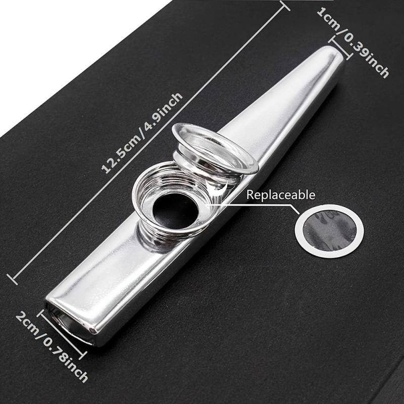 Aluminum Kazoo With Membranes Mini Musical Instrument Silvery