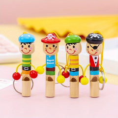 Wooden Pirate Whistle with Lanyard - Happy Face