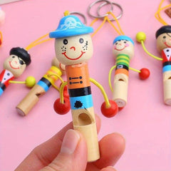 Wooden Pirate Whistle with Lanyard - Happy Face