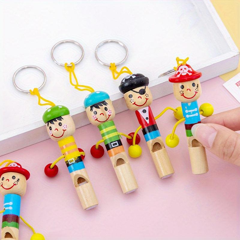 Wooden Pirate Whistle with Lanyard - Happy Face