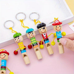 Wooden Pirate Whistle with Lanyard - Happy Face