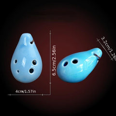 6 Hole Ocarina Necklace Flute w/ Music Sheet & Lanyard