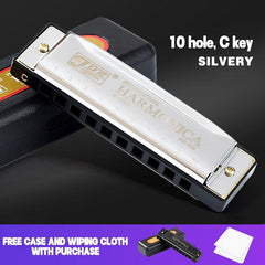 Professional Blues Harmonica 10 Holes C Key Blues Harp Bundle