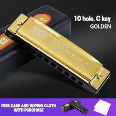 Professional Blues Harmonica 10 Holes C Key Blues Harp Bundle