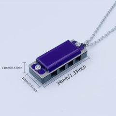 Small Harmonica 4 hole 8 note Necklace Mini Harmonica Playing