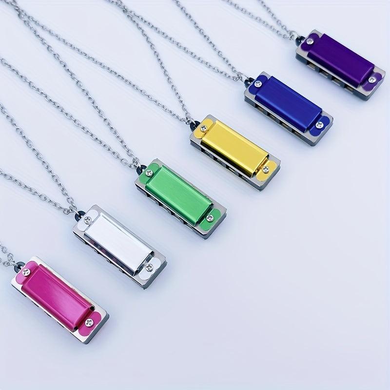 Small Harmonica 4 hole 8 note Necklace Mini Harmonica Playing