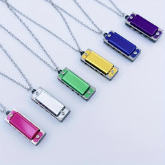 Small Harmonica 4 hole 8 note Necklace Mini Harmonica Playing