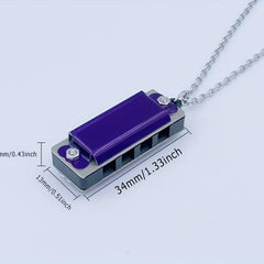 Small Harmonica Necklace 4 hole 8 note Mini Harmonica Can Play Songs