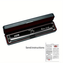 C Tune 24 Hole Harmonica for Beginners - Double Reed Instrument for Adults & Chi
