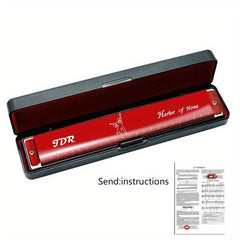 C Tune 24 Hole Harmonica for Beginners - Double Reed Instrument for Adults & Chi