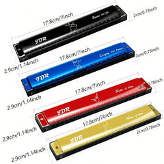 C Tune 24 Hole Harmonica for Beginners - Double Reed Instrument for Adults & Chi