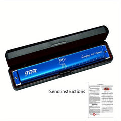 C Tune 24 Hole Harmonica for Beginners - Double Reed Instrument for Adults & Chi