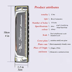 10 Hole Blues Harmonica in C Key