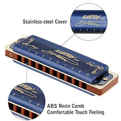 East Top Diatonic Blues Harmonica Key Of C 10 Holes 20 Tones