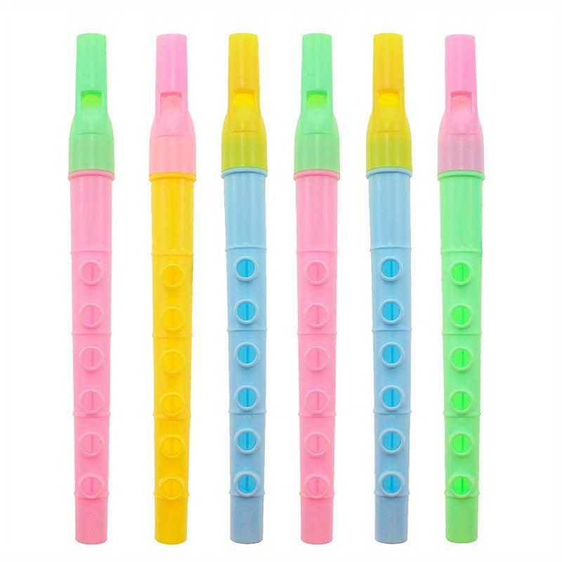 3pcs 6 Hole Vertical Flute Puzzle Music Performance Blowing Plastic Flute