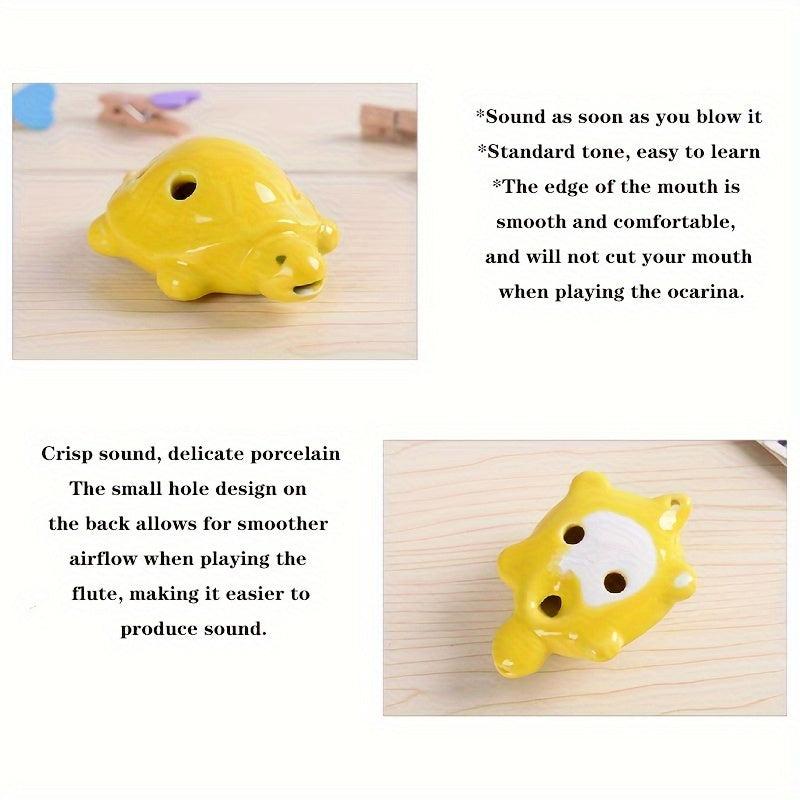 Mini Turtle Shaped Ceramic Flute Ocarina 6 Hole with Lanyard