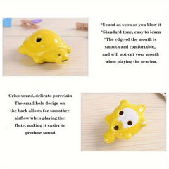 Mini Turtle Shaped Ceramic Flute Ocarina 6 Hole with Lanyard
