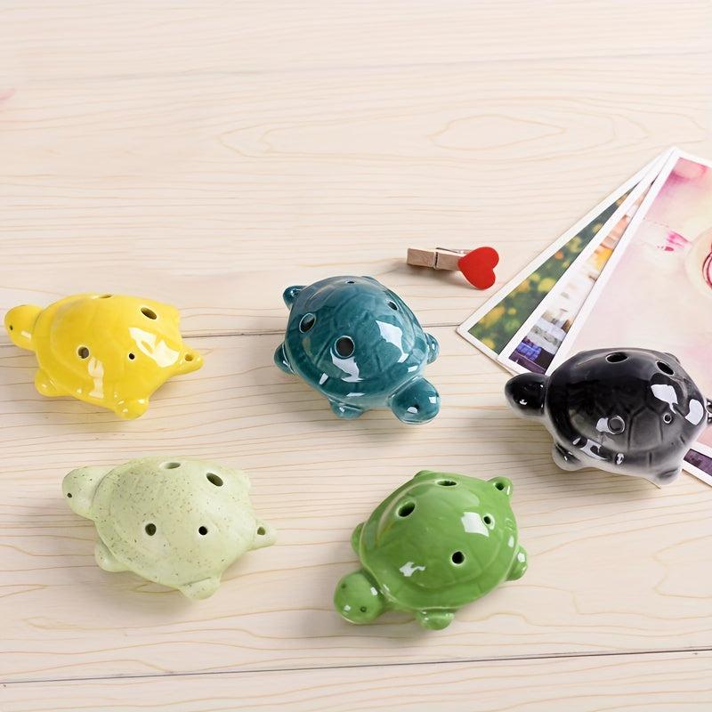 Mini Turtle Shaped Ceramic Flute Ocarina 6 Hole with Lanyard