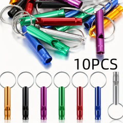 10pcs Colorful Emergency Whistle Keychain Camping Hiking Outdoor Sports Aluminum