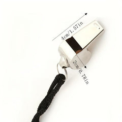 Silvery Stainless Steel Referee Whistle with Lanyard