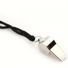 Silvery Stainless Steel Referee Whistle with Lanyard