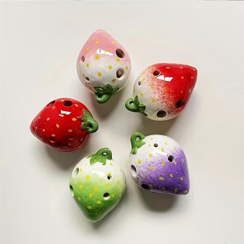 Strawberry Ocarina 6 Holes AC Kids Musical Instrument with Lanyard