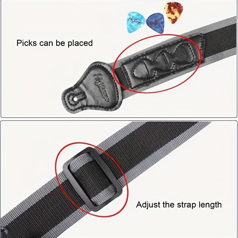 Guitar Strap 92 165 With 3 Picks Holders Nylon Strap