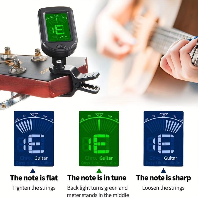 Clip On Guitar Tuner Chromatic Acoustic Bass Violin Ukulele