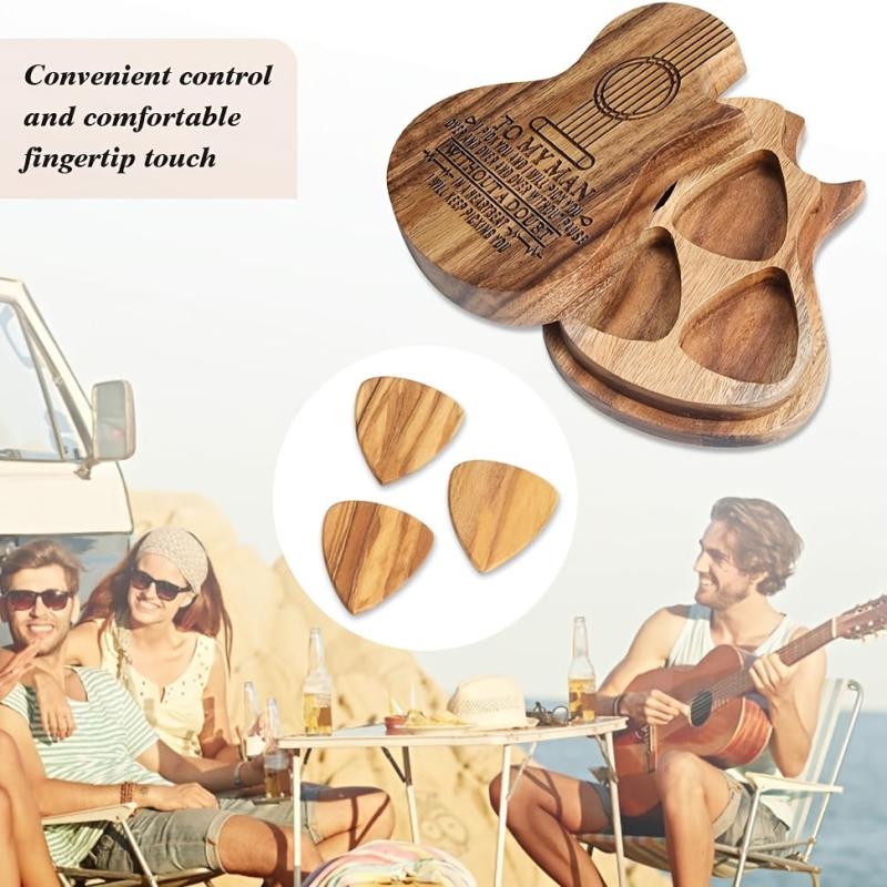 Wooden Guitar Picks Holder TO MY MAN for Christmas Halloween Thanksgiving