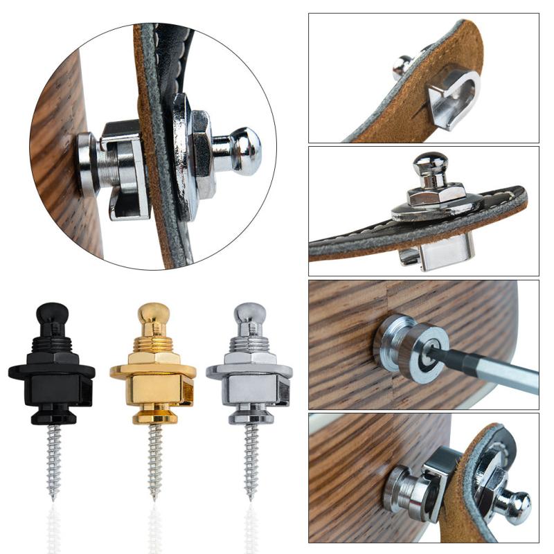 2pcs Guitar Strap Lock Skidproof StrapLock Locking Pegs Pins Metal End Guitarra