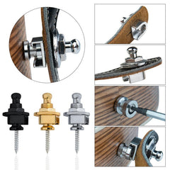 2pcs Guitar Strap Lock Skidproof StrapLock Locking Pegs Pins Metal End Guitarra