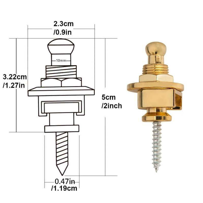 2pcs Guitar Strap Lock Skidproof StrapLock Locking Pegs Pins Metal End Guitarra
