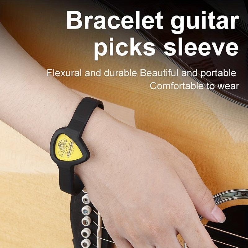 1pc Guitar Pick Sleeve Pick Clip Hand Ring Type Silicone Portable Pick Box