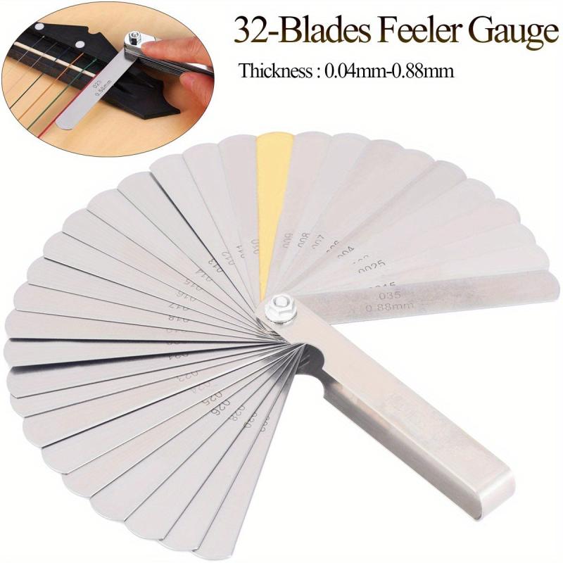 32 Pc Guitar String Height Measuring Ruler Tool Stainless Steel Feeler Gauge