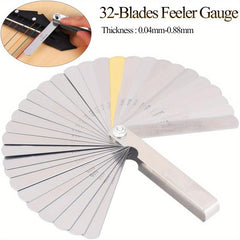 32 Pc Guitar String Height Measuring Ruler Tool Stainless Steel Feeler Gauge