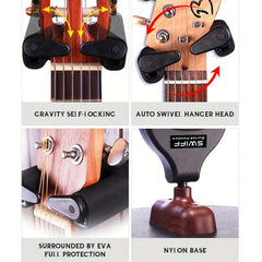 Auto Locking Guitar Hanger for Guitar Bass Ukulele