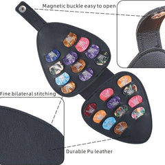 Plectrum Holder Case 22 Picks PU Leather Portable Pick Storage Bag