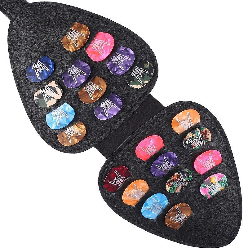 Plectrum Holder Case 22 Picks PU Leather Portable Pick Storage Bag
