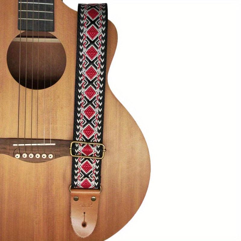 Embroidered PU Leather Jacquard Shoulder Strap for Guitars
